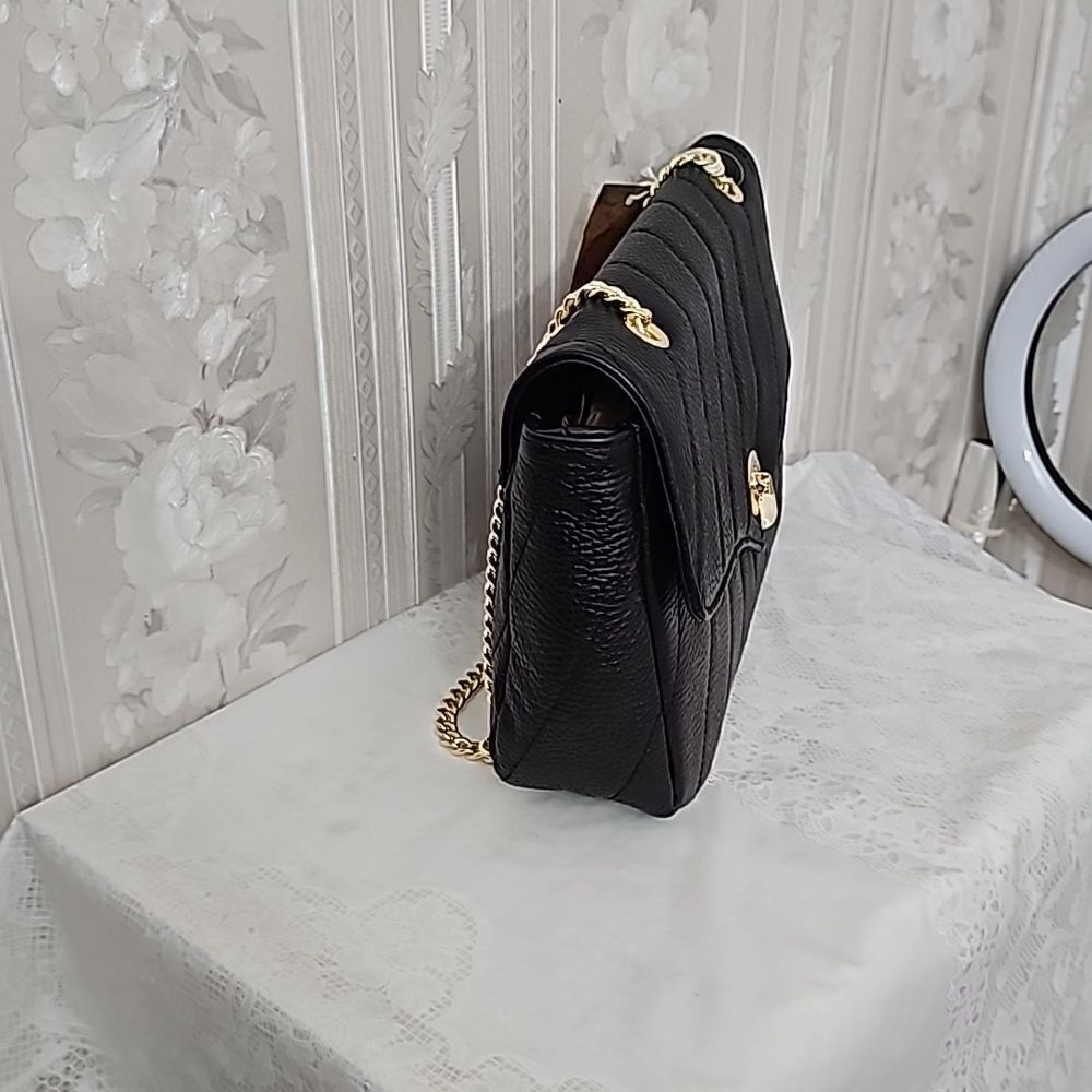 Anna Paola Crossbody Shoulder Genuine Leather Bag NWT Black - Picture 5 of 8